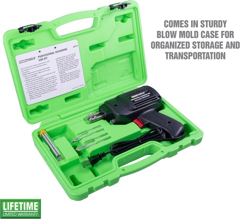 OEMTOOLS 24773 Professional Soldering Gun Kit with Case, Includes 2 Soldering Gun Tips and Rosin Core Solder, Automotive and Electronic Soldering Kit - Image 2